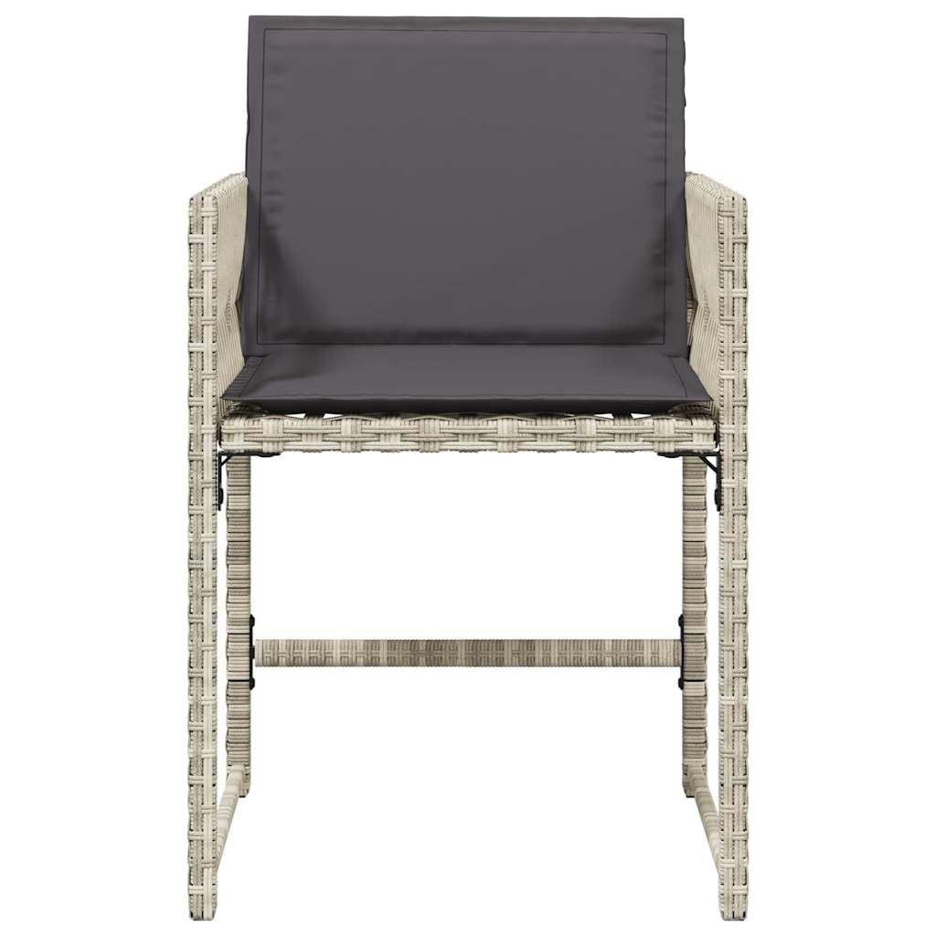Tuinstoelen 4 st met kussens poly rattan lichtgrijs