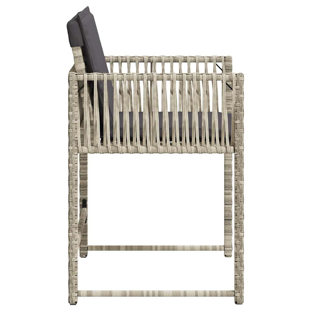 Tuinstoelen 4 st met kussens poly rattan lichtgrijs