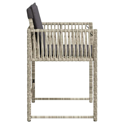 Tuinstoelen 4 st met kussens poly rattan lichtgrijs
