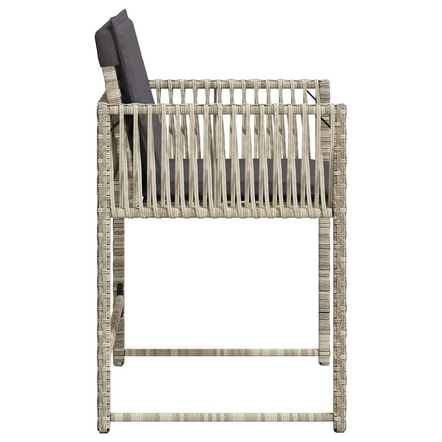 Tuinstoelen 4 st met kussens poly rattan lichtgrijs
