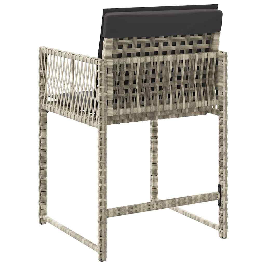 Tuinstoelen 4 st met kussens poly rattan lichtgrijs