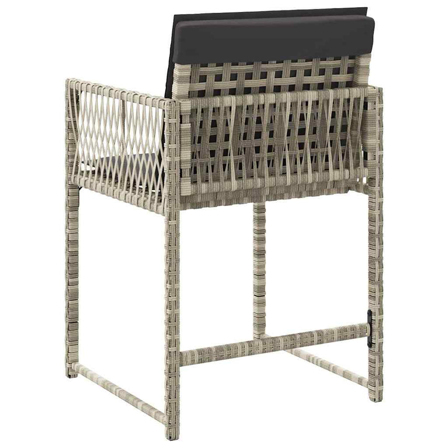 Tuinstoelen 4 st met kussens poly rattan lichtgrijs
