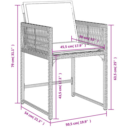 Tuinstoelen 4 st met kussens poly rattan gemengd beige