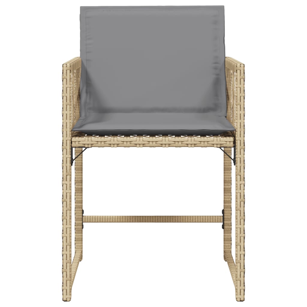 Tuinstoelen 4 st met kussens poly rattan gemengd beige