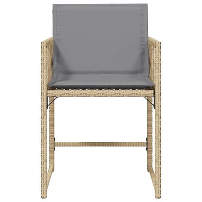Tuinstoelen 4 st met kussens poly rattan gemengd beige