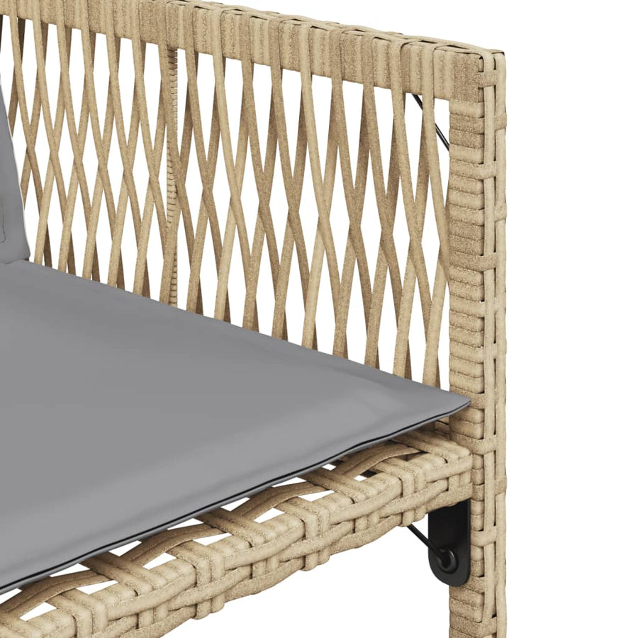 Tuinstoelen 4 st met kussens poly rattan gemengd beige