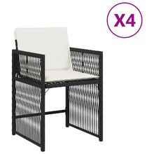 Tuinstoelen 4 st met kussens poly rattan zwart