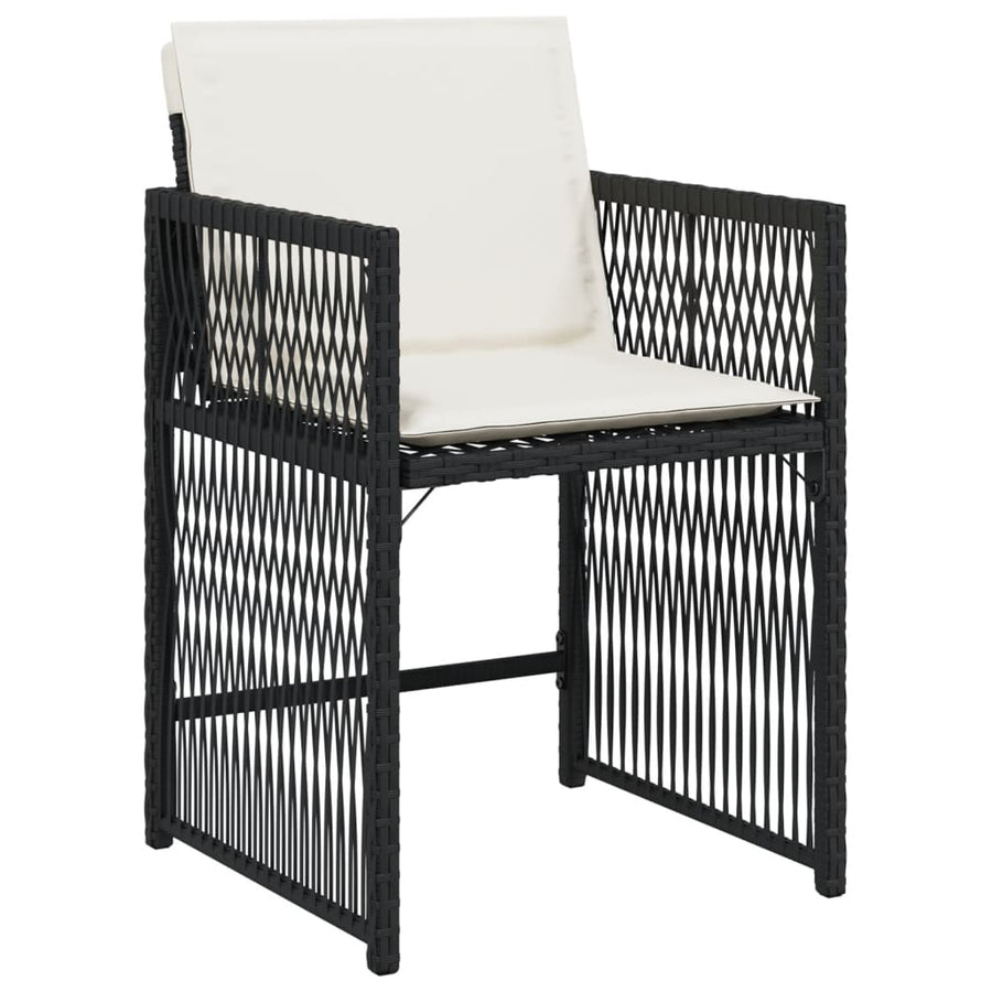 Tuinstoelen 4 st met kussens poly rattan zwart