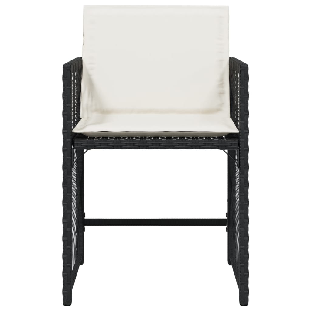 Tuinstoelen 4 st met kussens poly rattan zwart