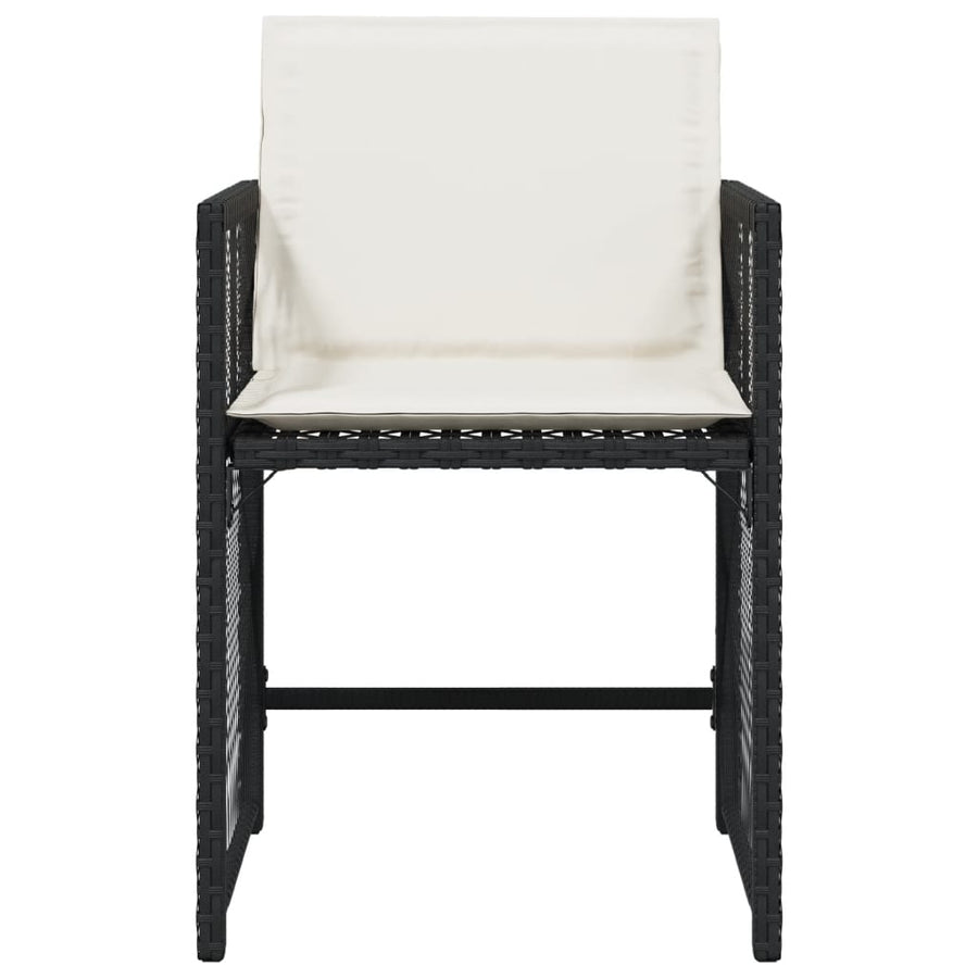 Tuinstoelen 4 st met kussens poly rattan zwart