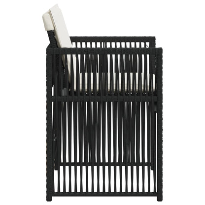 Tuinstoelen 4 st met kussens poly rattan zwart