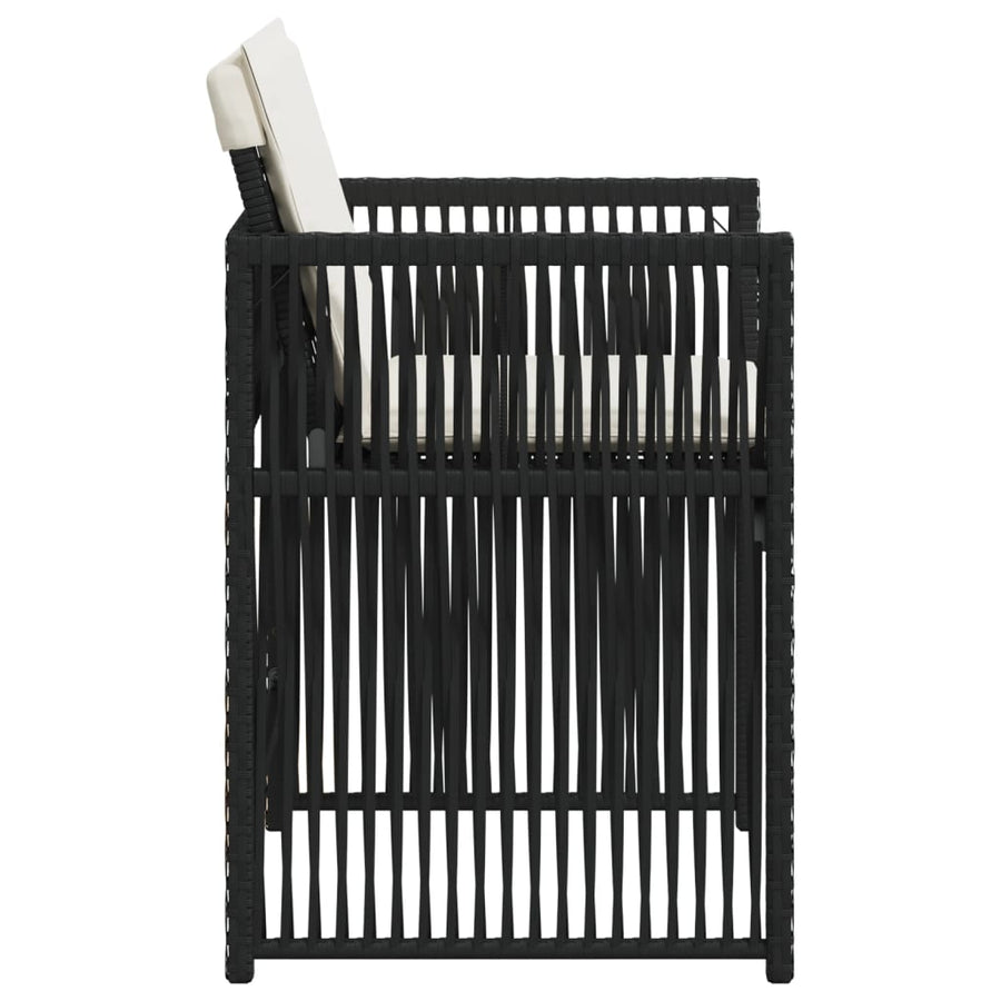 Tuinstoelen 4 st met kussens poly rattan zwart