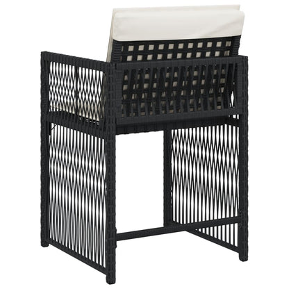 Tuinstoelen 4 st met kussens poly rattan zwart
