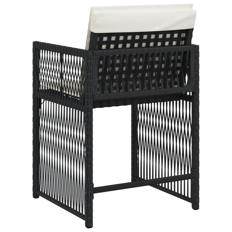 Tuinstoelen 4 st met kussens poly rattan zwart