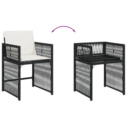Tuinstoelen 4 st met kussens poly rattan zwart