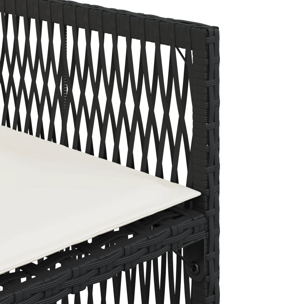 Tuinstoelen 4 st met kussens poly rattan zwart