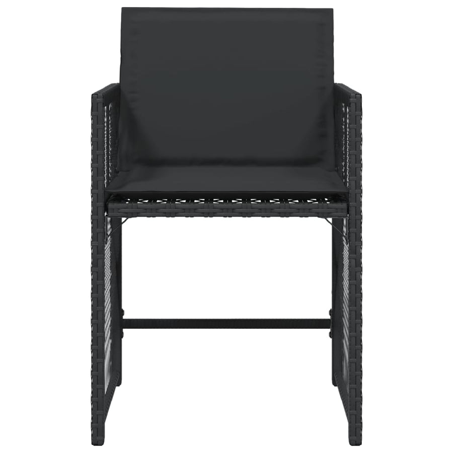 Tuinstoelen 4 st met kussens poly rattan zwart