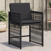 Tuinstoelen 4 st poly rattan zwart met kussens