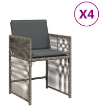 Tuinstoelen 4 st met kussens poly rattan grijs