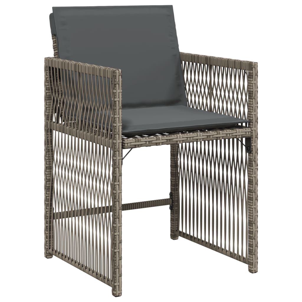 Tuinstoelen 4 st met kussens poly rattan grijs