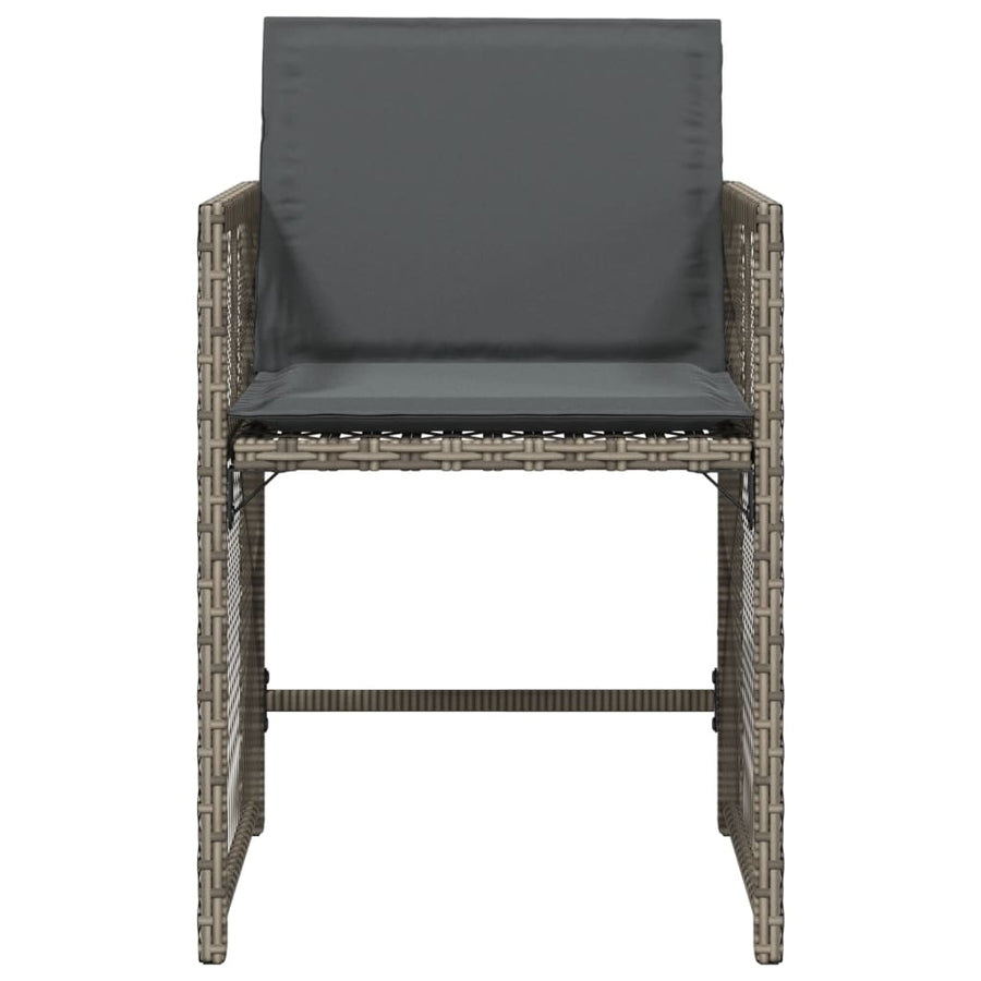 Tuinstoelen 4 st met kussens poly rattan grijs