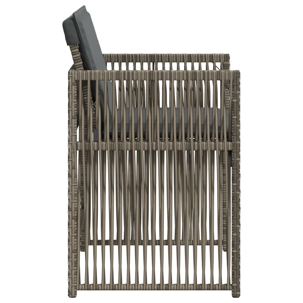 Tuinstoelen 4 st met kussens poly rattan grijs