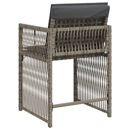 Tuinstoelen 4 st met kussens poly rattan grijs