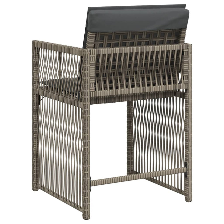 Tuinstoelen 4 st met kussens poly rattan grijs