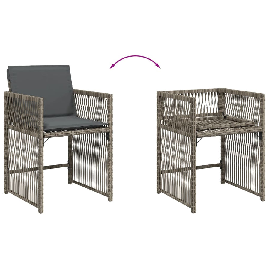 Tuinstoelen 4 st met kussens poly rattan grijs