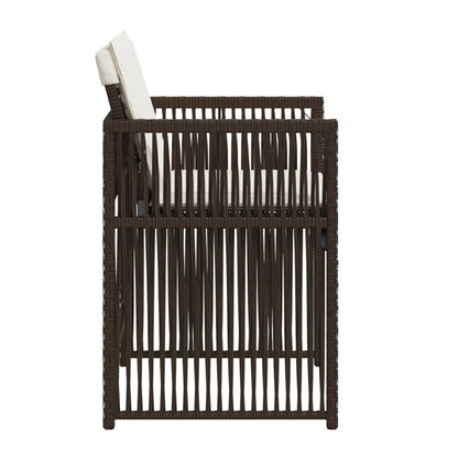 Tuinstoelen 4 st met kussens poly rattan bruin