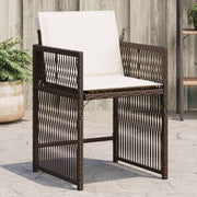 Tuinstoelen 4 st poly rattan bruin met kussens