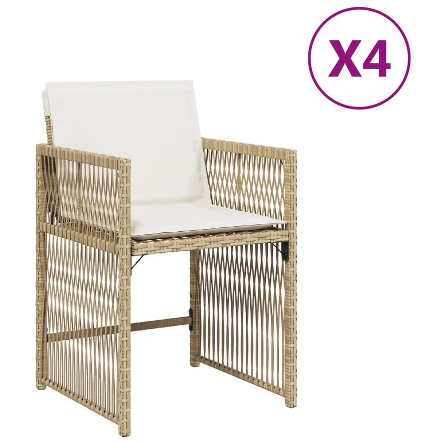 Tuinstoelen Met Kussens Poly Rattan Beige