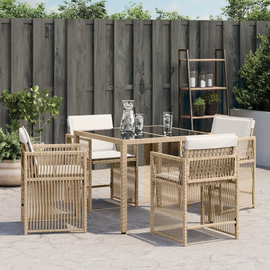 Tuinstoelen Met Kussens Poly Rattan Beige