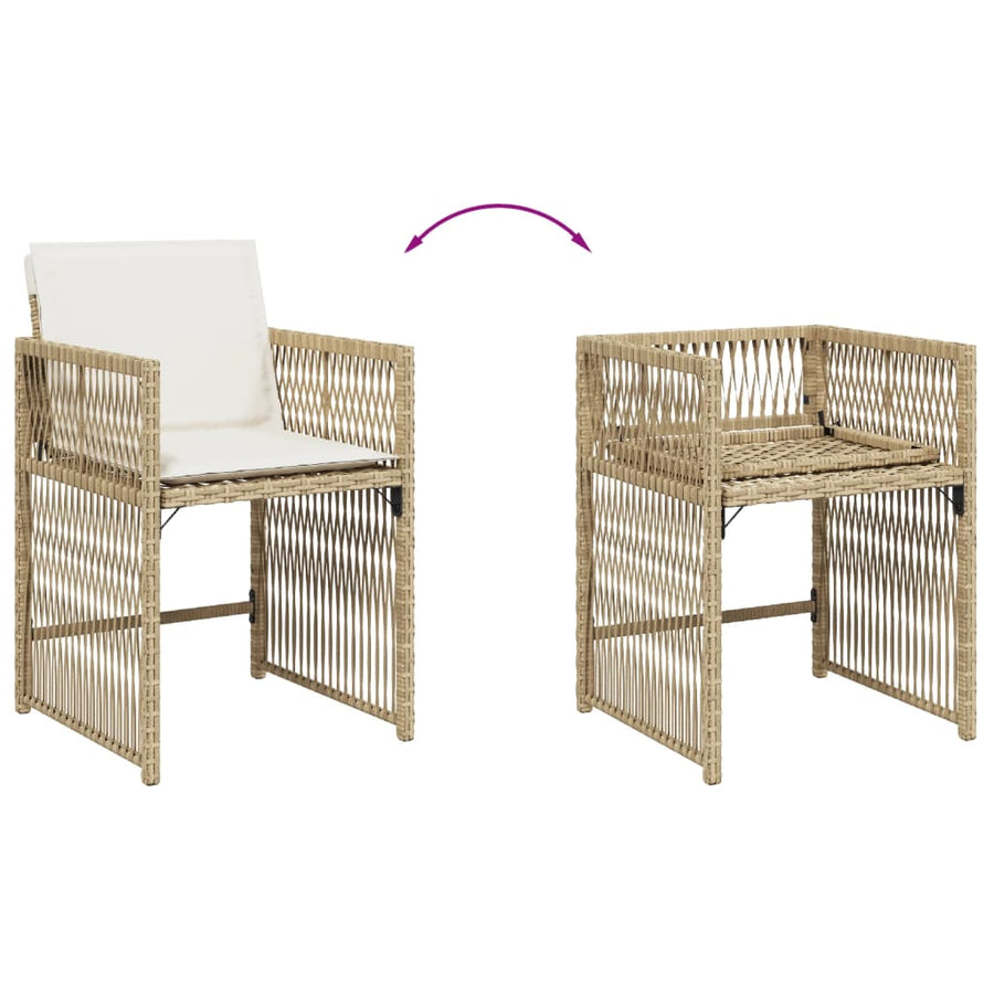 Tuinstoelen Met Kussens Poly Rattan Beige