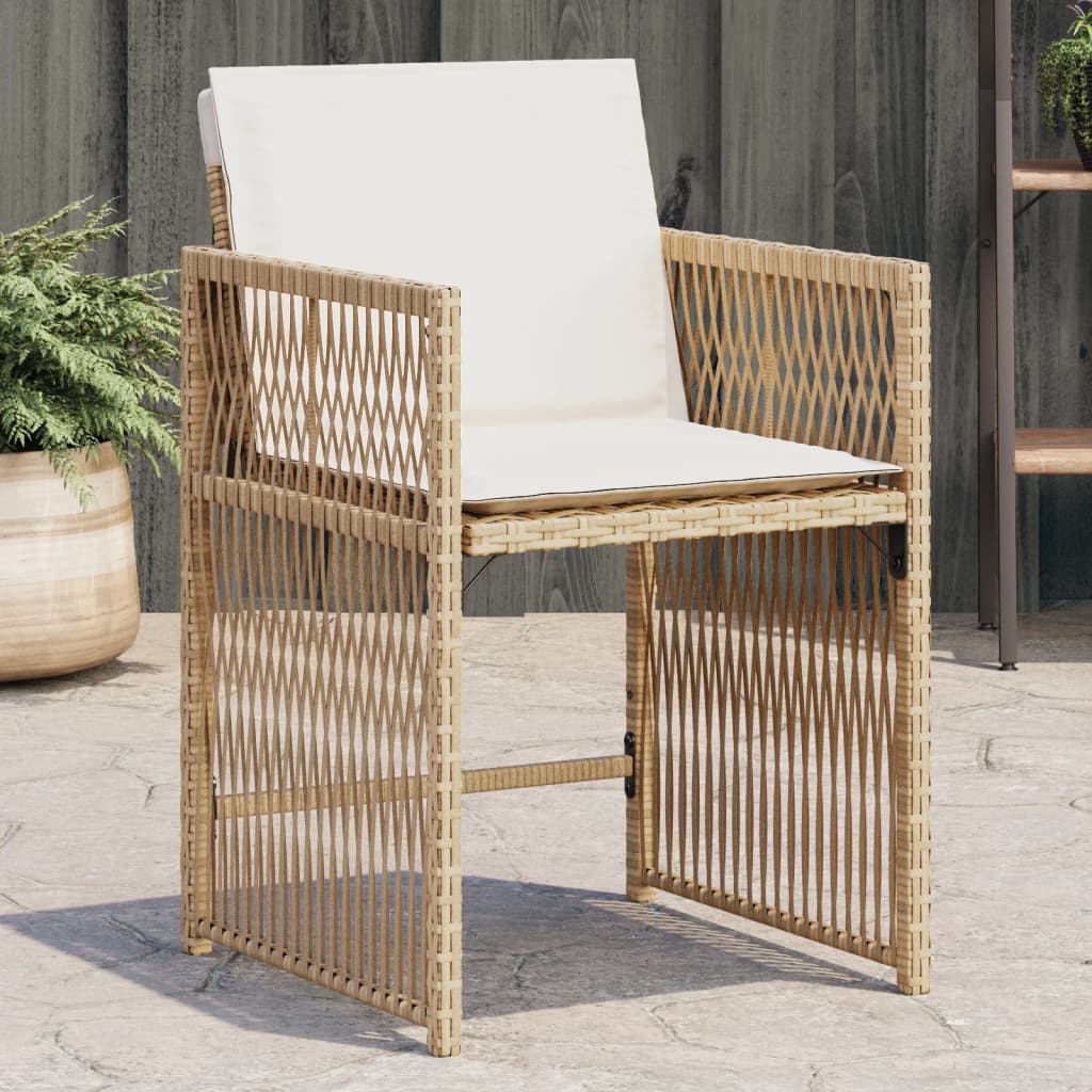 Tuinstoelen Met Kussens Poly Rattan Beige