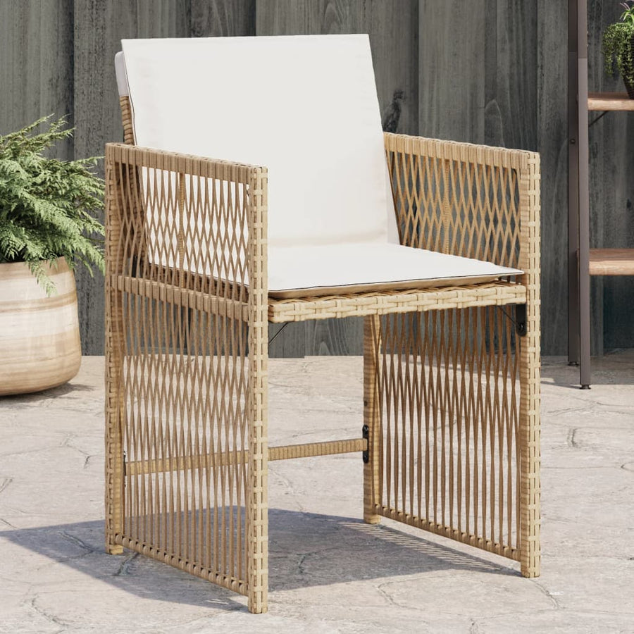 Tuinstoelen Met Kussens Poly Rattan Beige