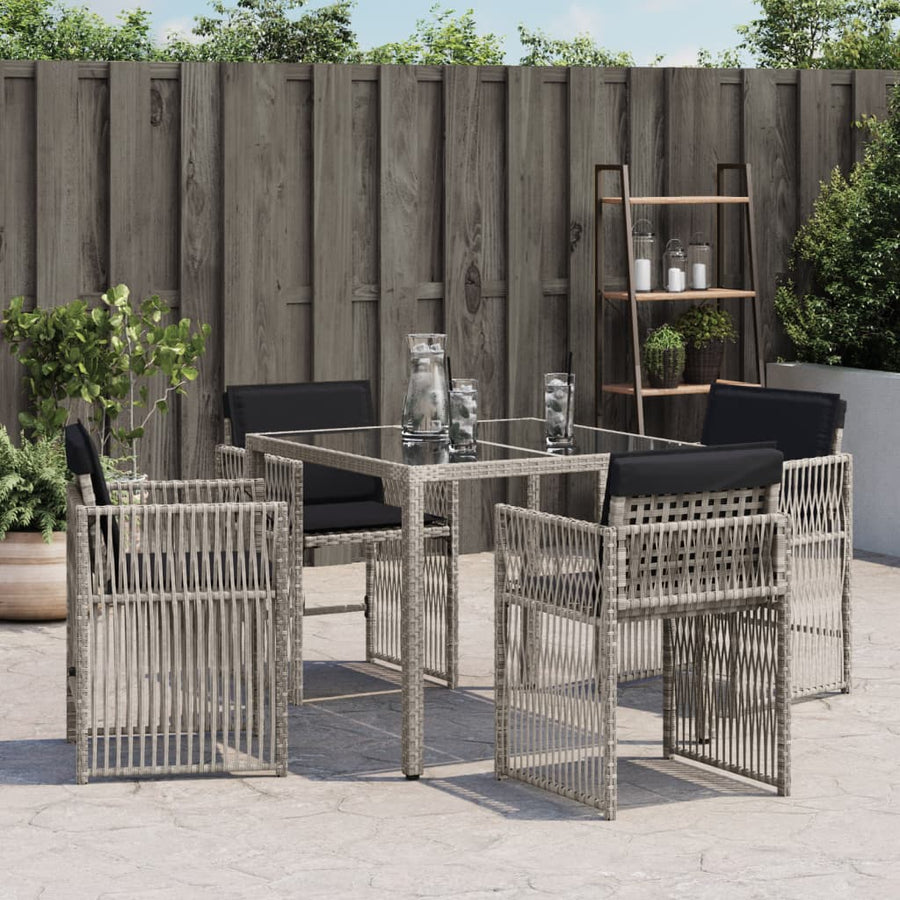 Tuinstoelen 4 st met kussens poly rattan lichtgrijs