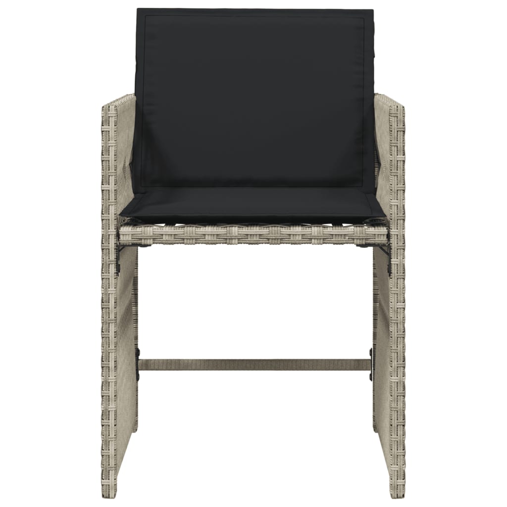Tuinstoelen 4 st met kussens poly rattan lichtgrijs