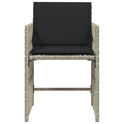 Tuinstoelen 4 st met kussens poly rattan lichtgrijs
