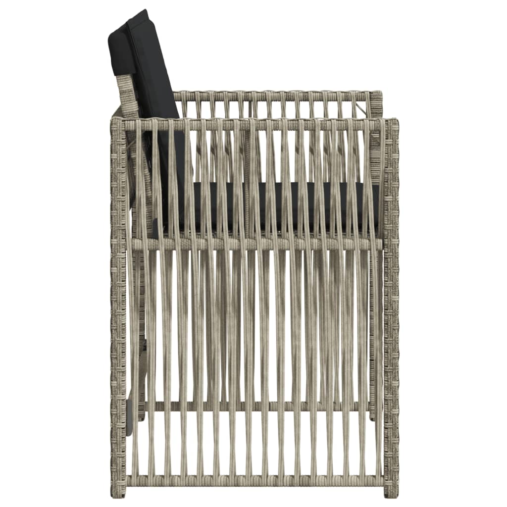 Tuinstoelen 4 st met kussens poly rattan lichtgrijs