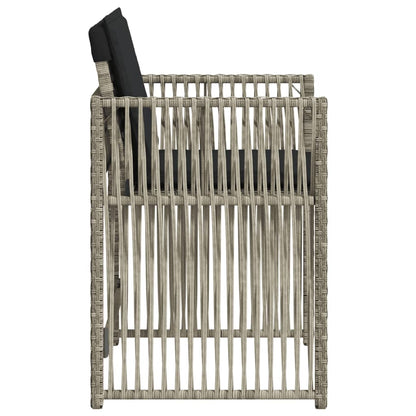 Tuinstoelen 4 st met kussens poly rattan lichtgrijs
