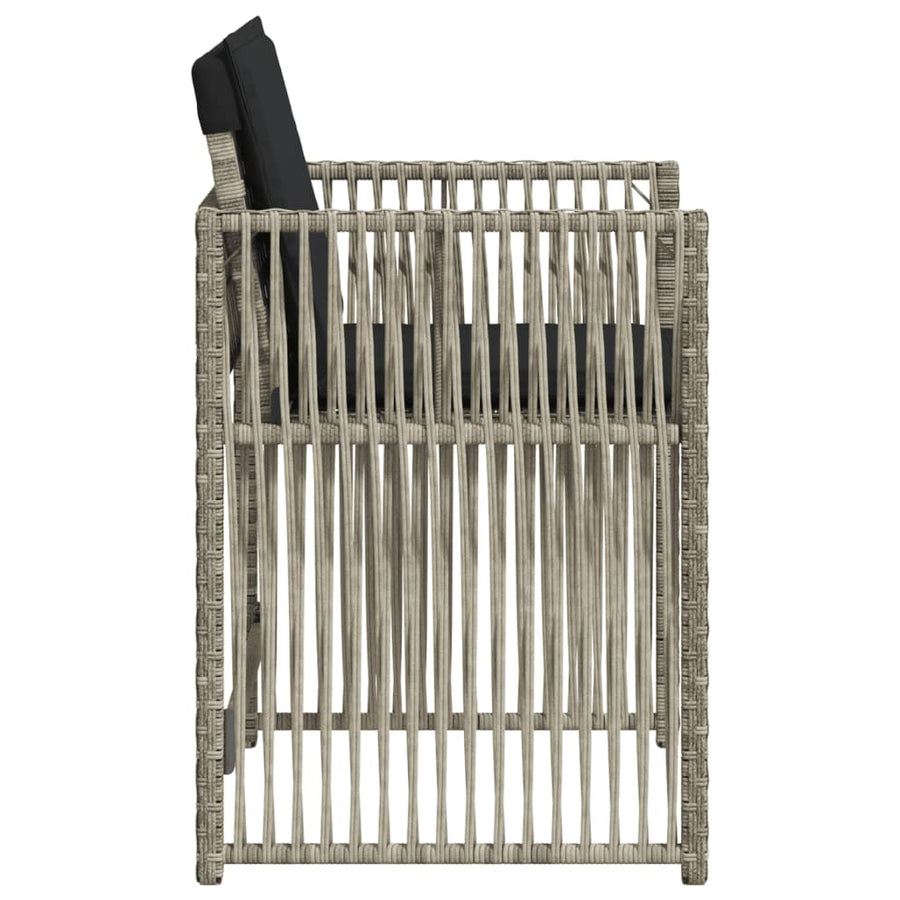 Tuinstoelen 4 st met kussens poly rattan lichtgrijs