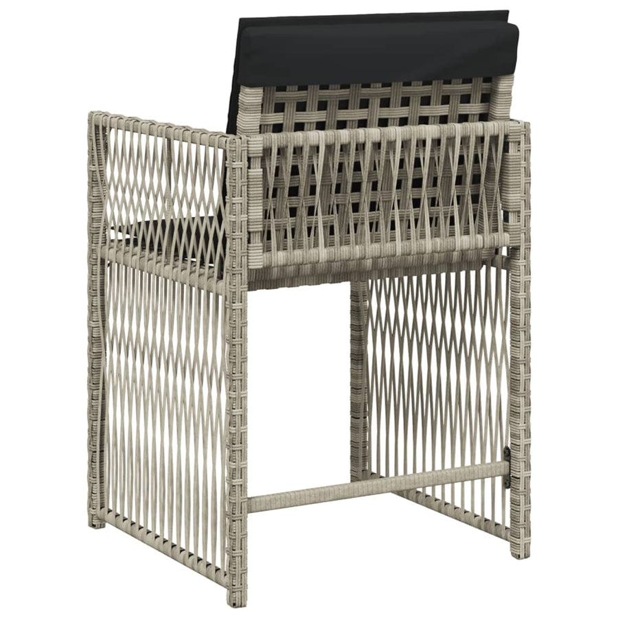 Tuinstoelen 4 st met kussens poly rattan lichtgrijs