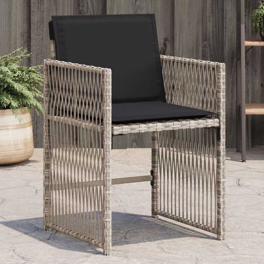 Tuinstoelen 4 st met kussens poly rattan lichtgrijs