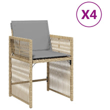Tuinstoelen 4 st met kussens poly rattan gemengd beige