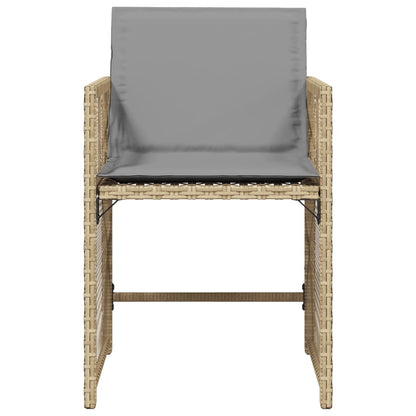 Tuinstoelen 4 st met kussens poly rattan gemengd beige