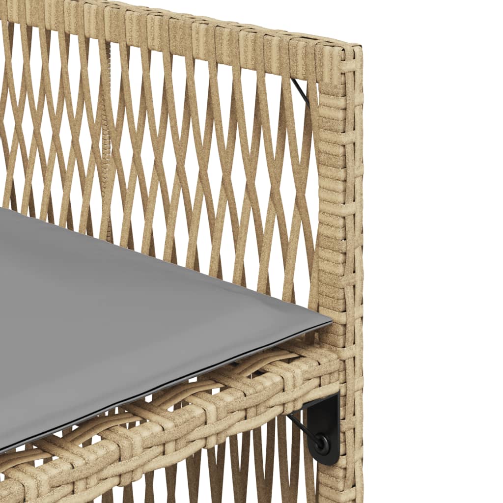 Tuinstoelen 4 st met kussens poly rattan gemengd beige