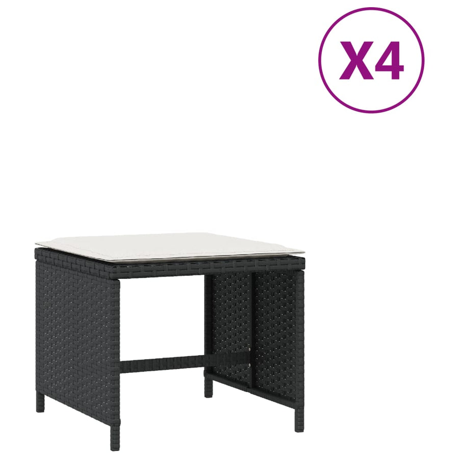 Tuinkrukken Met Kussens 1X1X36 Cm Poly Rattan Zwart en crème