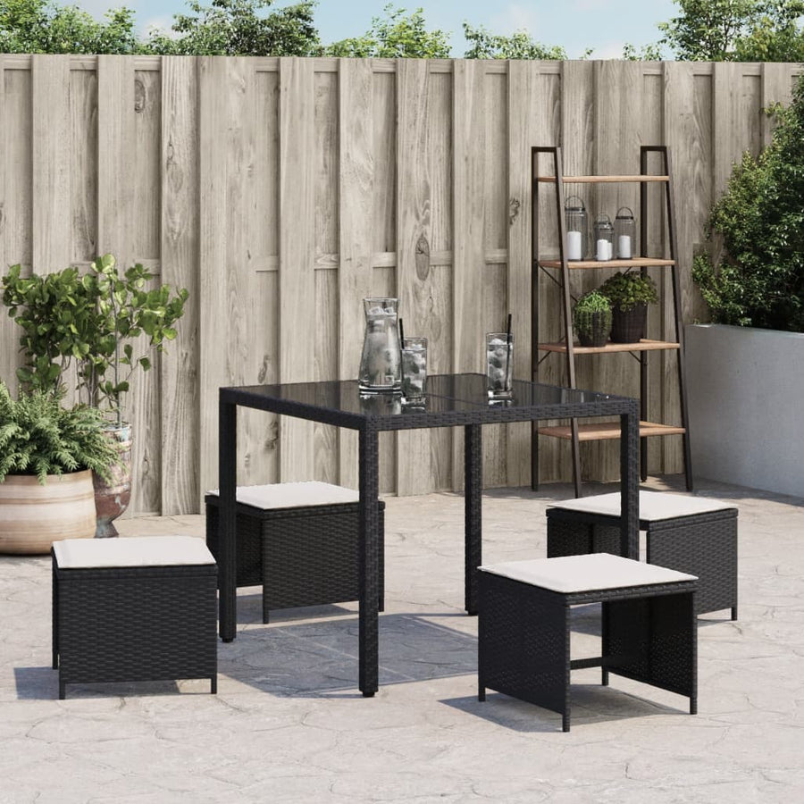 Tuinkrukken Met Kussens 1X1X36 Cm Poly Rattan Zwart en crème