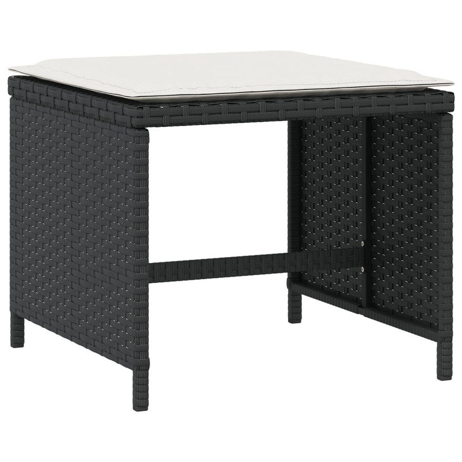 Tuinkrukken Met Kussens 1X1X36 Cm Poly Rattan Zwart en crème